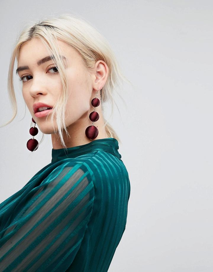 New Look Silky Ball Drop Earrings - Purple