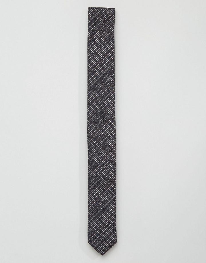 Asos Navy Tie In Wool Mix - Navy