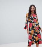 Asos Tall Column Midi Dress In Floral Print - Multi