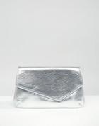 Asos Asymmetric Metallic Clutch Bag - Silver