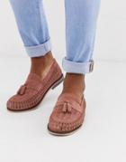 River Island Woven Loafers In Pink