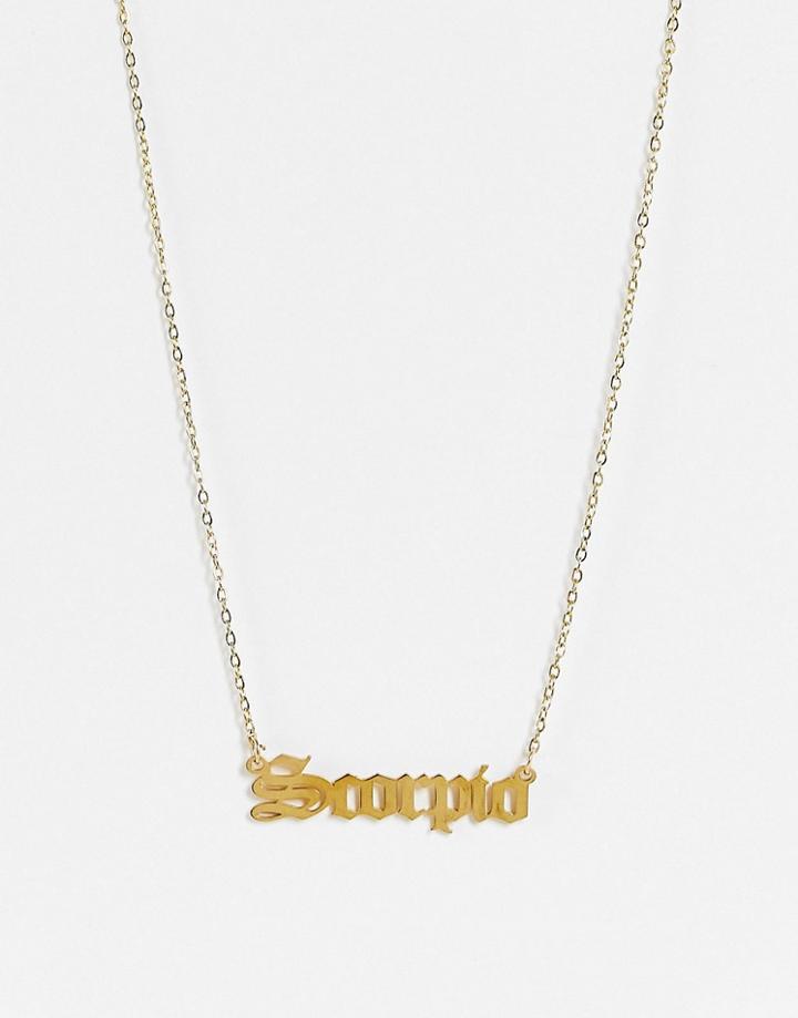 Designb London Scorpio Star Sign Stainless Steel Necklace In Gold