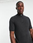 Topman Knitted Turtle Neck Polo In Charcoal-grey