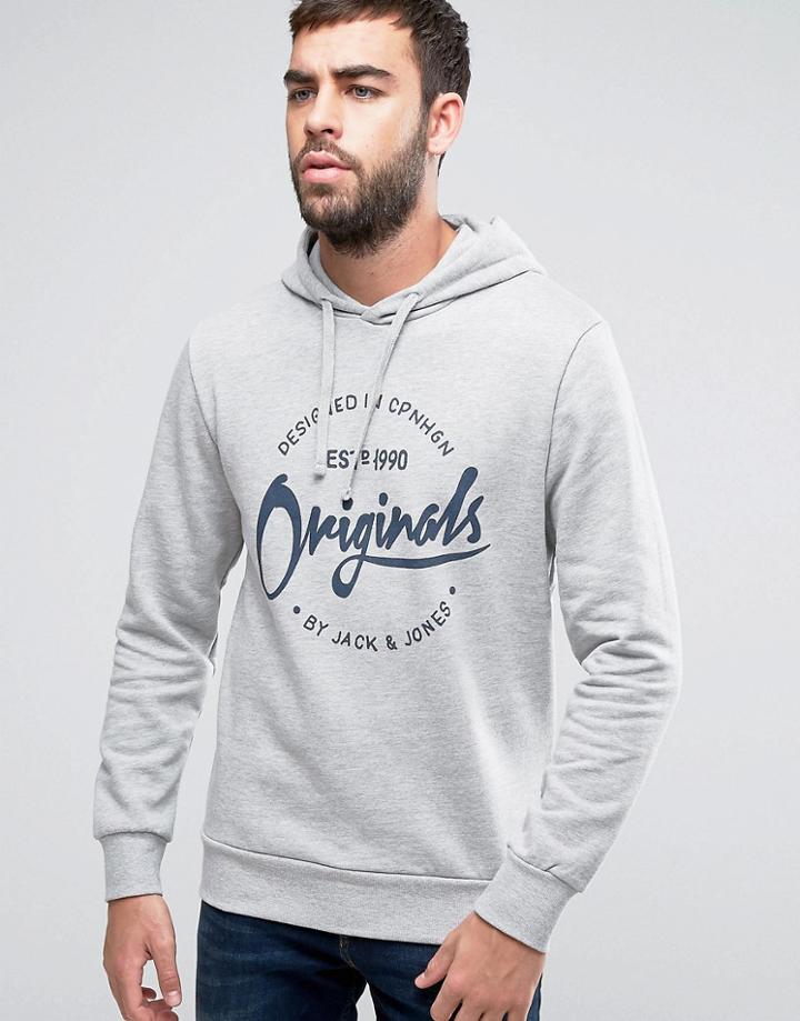 Jack & Jones Originals Hoodie With Graphic Print - Gray