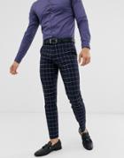 River Island Suit Pants In Navy Check