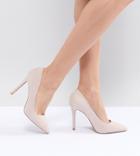 Qupid Pointed High Heeled Shoes - Beige