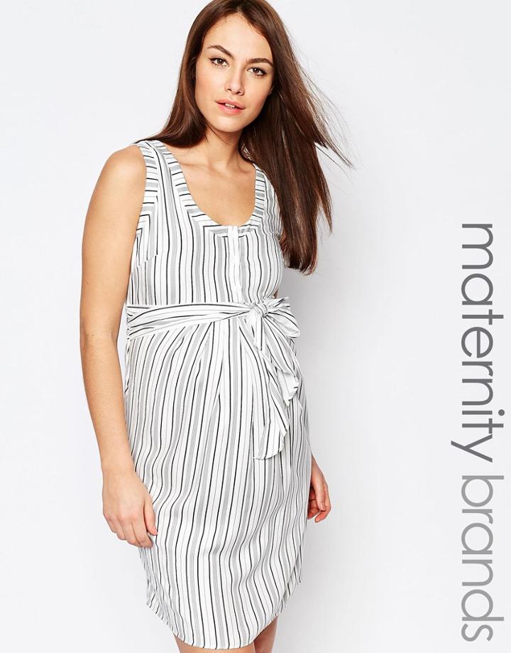 Isabella Oliver Stripe Dress With Tie Waist - Multi