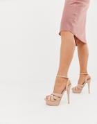 Lipsy Platform Heeled Sandal In Nude - Pink