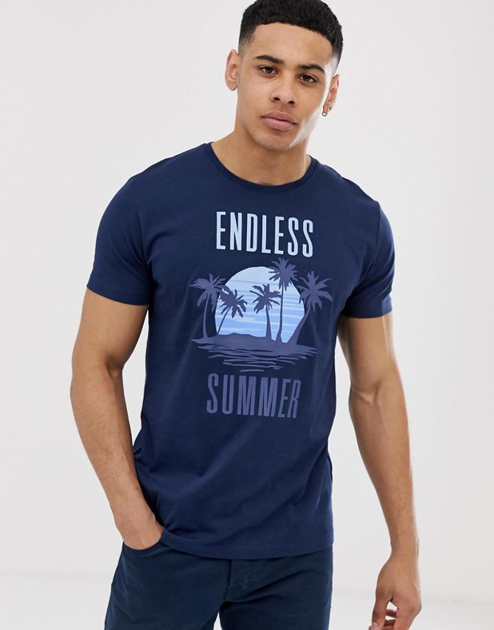 Esprit T-shirt With Endless Summer Print-navy