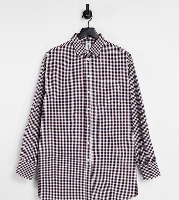 Collusion Oversized Shirt In Brown Plaid