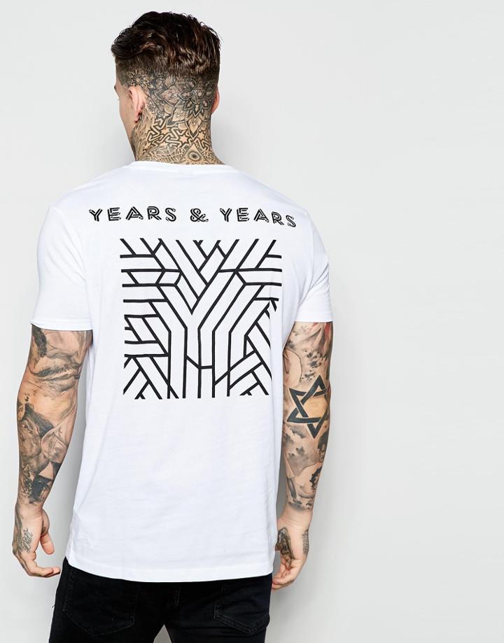 Asos T-shirt With Years And Years Chest And Back Print In Relaxed Skater Fit - White