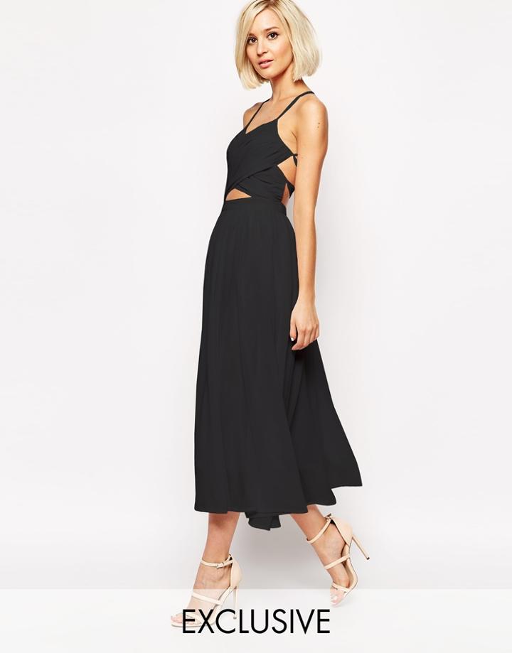 Lavish Alice Floaty Midi Dress With Wrap Lace Up - White