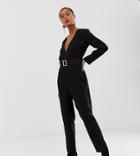 Miss Selfridge Jumpsuit With Buckle Belt In Black