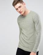 Only & Sons Knitted Sweater With Raw Curved Hem - Green