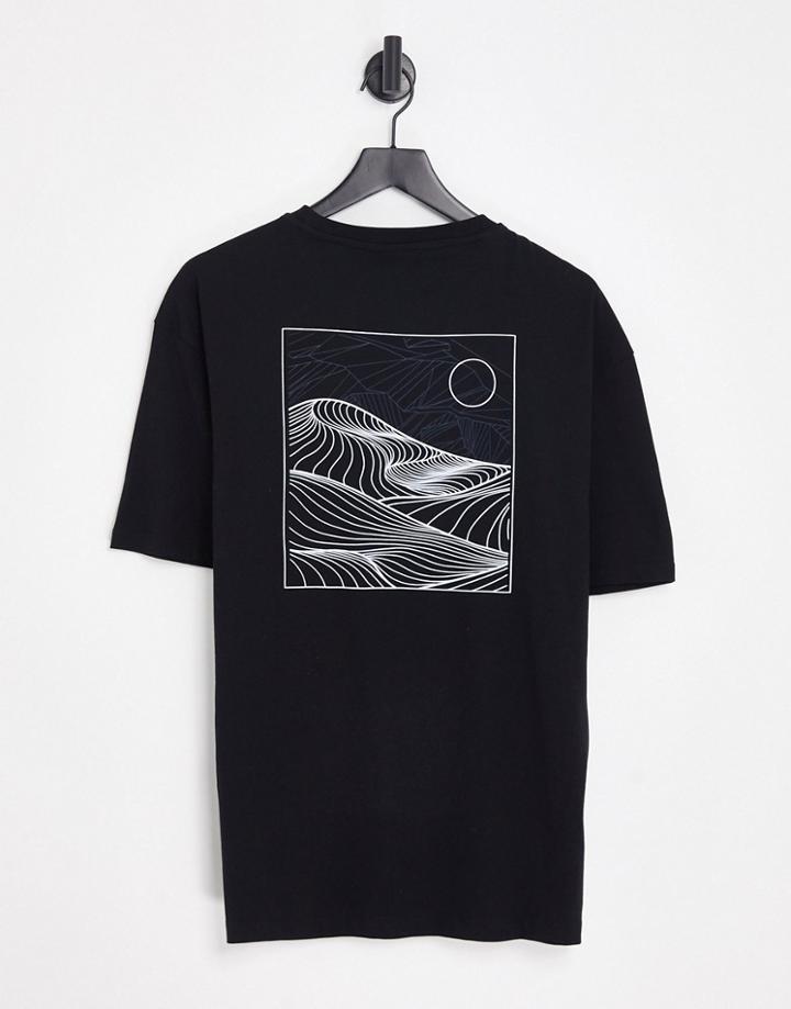 Selected Homme Oversized T-shirt With Everest Back Print In Black