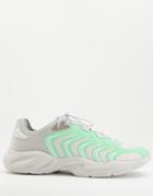 Asos Design Sporty Sneakers In Gray With Green Panelling-blue