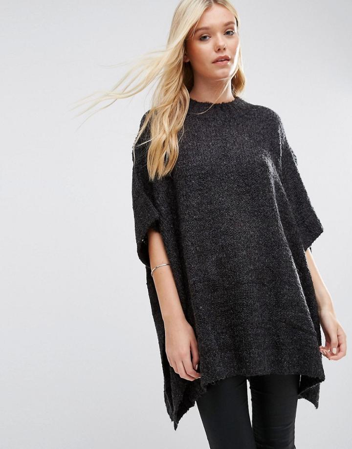 Jdy High Neck Top In Gray - Gray