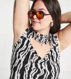 Reclaimed Vintage Inspired Plus Cut Out Zebra Print Crop Top - Part Of A Set-multi