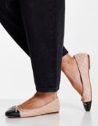 Aldo Braylynn Ballet Flats In Bone With Black Toe Cap-neutral