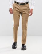 Burton Menswear Slim Smart Pants In Flannel - Tan