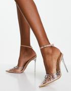 Ego Star Clear Heel Shoes In Beige-neutral