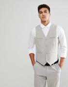 Asos Slim Suit Vest In Light Gray - Gray