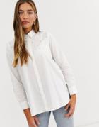 Stradivarius Oversized Shirt With Pearl Detail In White