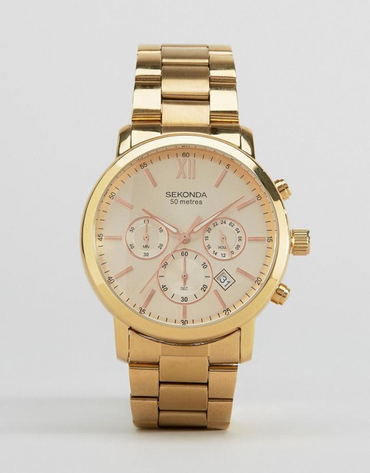 Sekonda Chronograph Bracelet Watch In Gold Exclusive To Asos - Gold