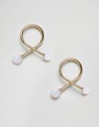Asos Mermaid Stone Swirl Earrings - Gold