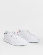 Tommy Hilfiger Essential Leather Icon Logo Sneaker In White - White