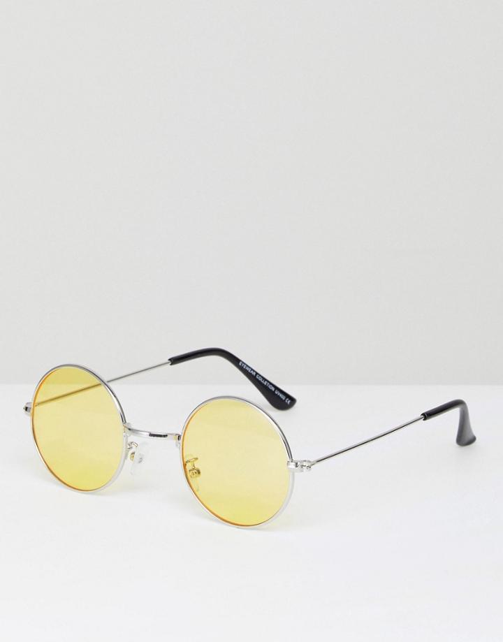 7x Round Glasses Yellow Lens - Gold