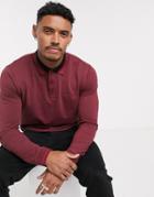 Hugo Donol Long Sleeve Tipped Polo In Burgundy-red