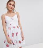 Little Mistress Petite Full Prom Skater Dress In Rose Embroidery-multi