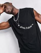 Asos Dark Future Oversized Sleeveless T-shirt In Black With Planet Earth Logo Print