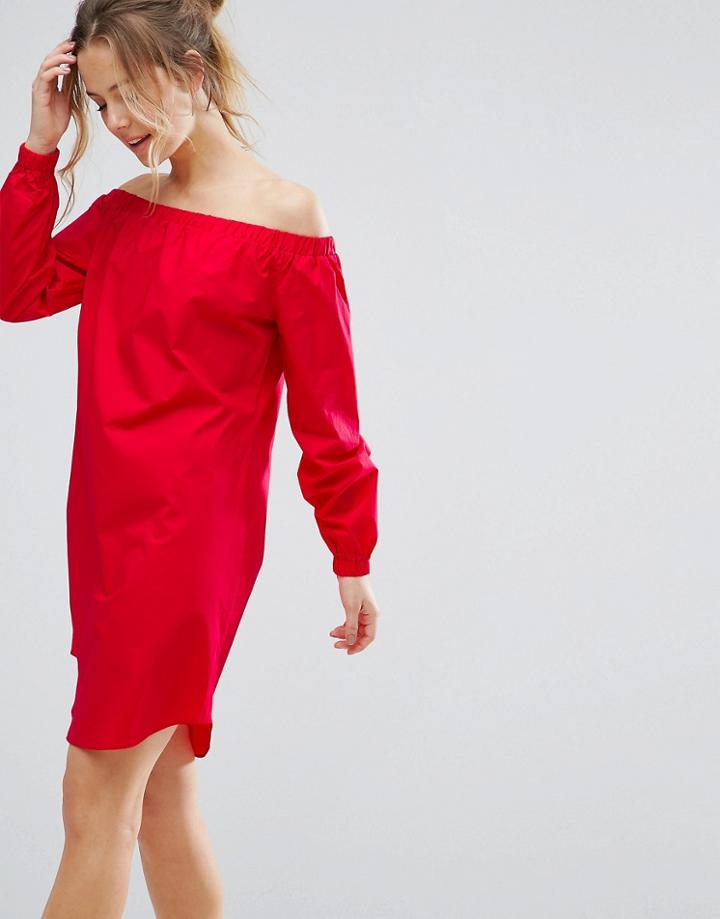 Closet London Off Shoulder Shift Dress - Red
