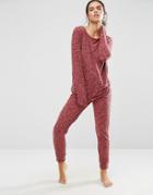 Asos Lounge Ribbed Neppy Jumpsuit - Red