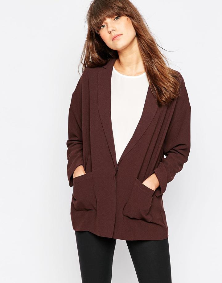Vero Moda Longline Tailored Blazer - Black Coffee