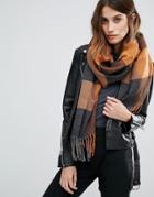 Vero Moda Oversized Check Scarf - Brown