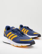 Adidas Originals Zx 1k Boost Sneakers In Blue With Orange-navy