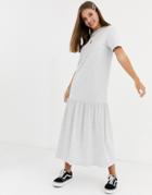 Asos Design T Shirt Maxi Dress With Dropped Hem-gray