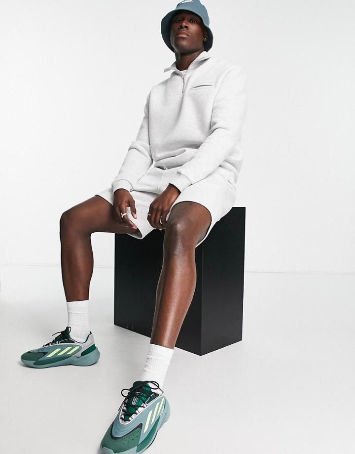 Asos Design Relaxed Half Zip Sweatshirt With Pockets In Gray