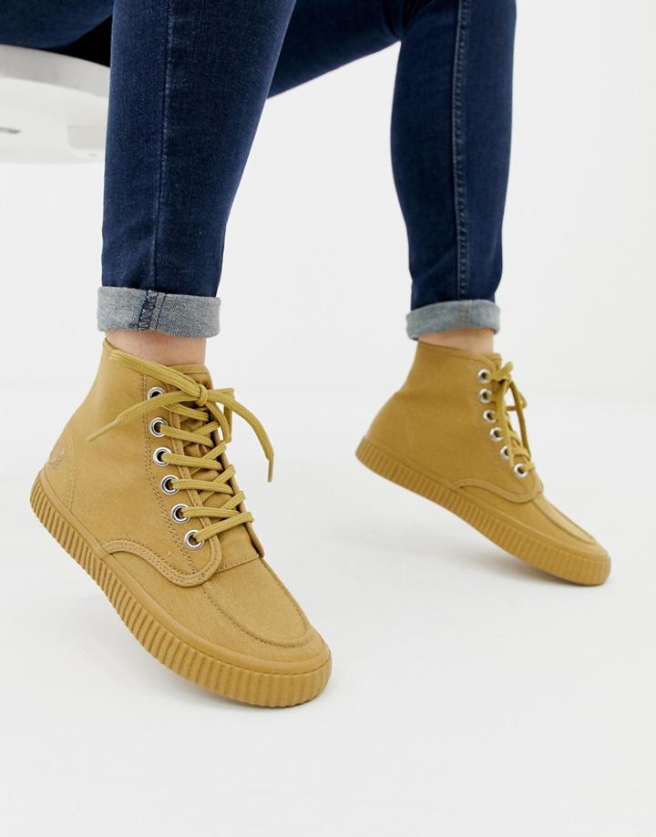 Fred Perry Waxed Canvas High Top Sneaker - Tan