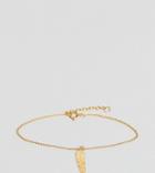 Asos Gold Plated Sterling Silver Feather Charm Bracelet - Gold