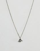 Asos Design Necklace In Burnished Silver With Ditsy Dinosaur - Silver