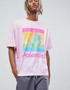 Asos Design Polaroid Oversized T-shirt With Rainbow Front And Back Print - Pink