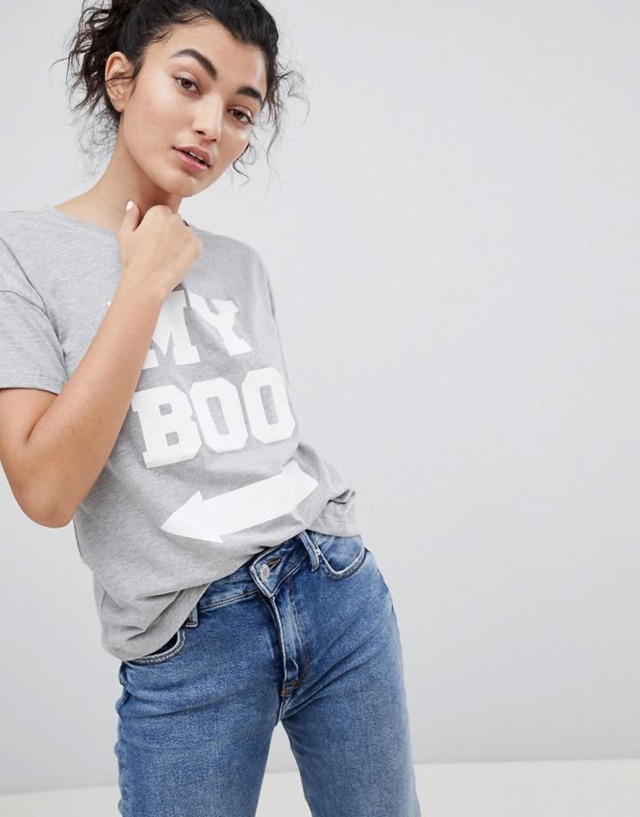 Noisy May My Boo Print T-shirt - Gray