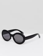 Asos Oversized Oval Sunglasses In Matte Black - Black