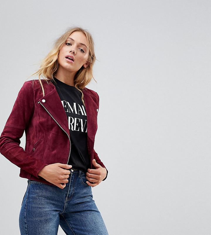 Vero Moda Tall Suede Jacket - Red