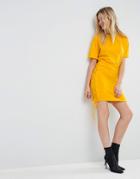 Asos T-shirt Mini Dress With Lace Up Sides - Yellow