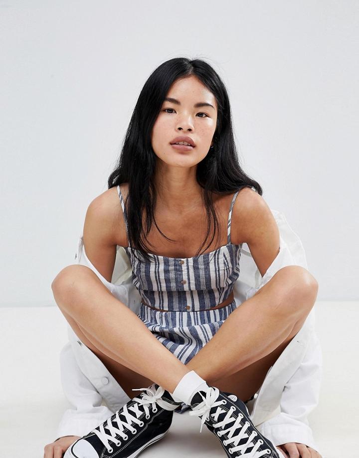 Pull & Bear Two-piece Stripe Button Detail Front Top - Multi